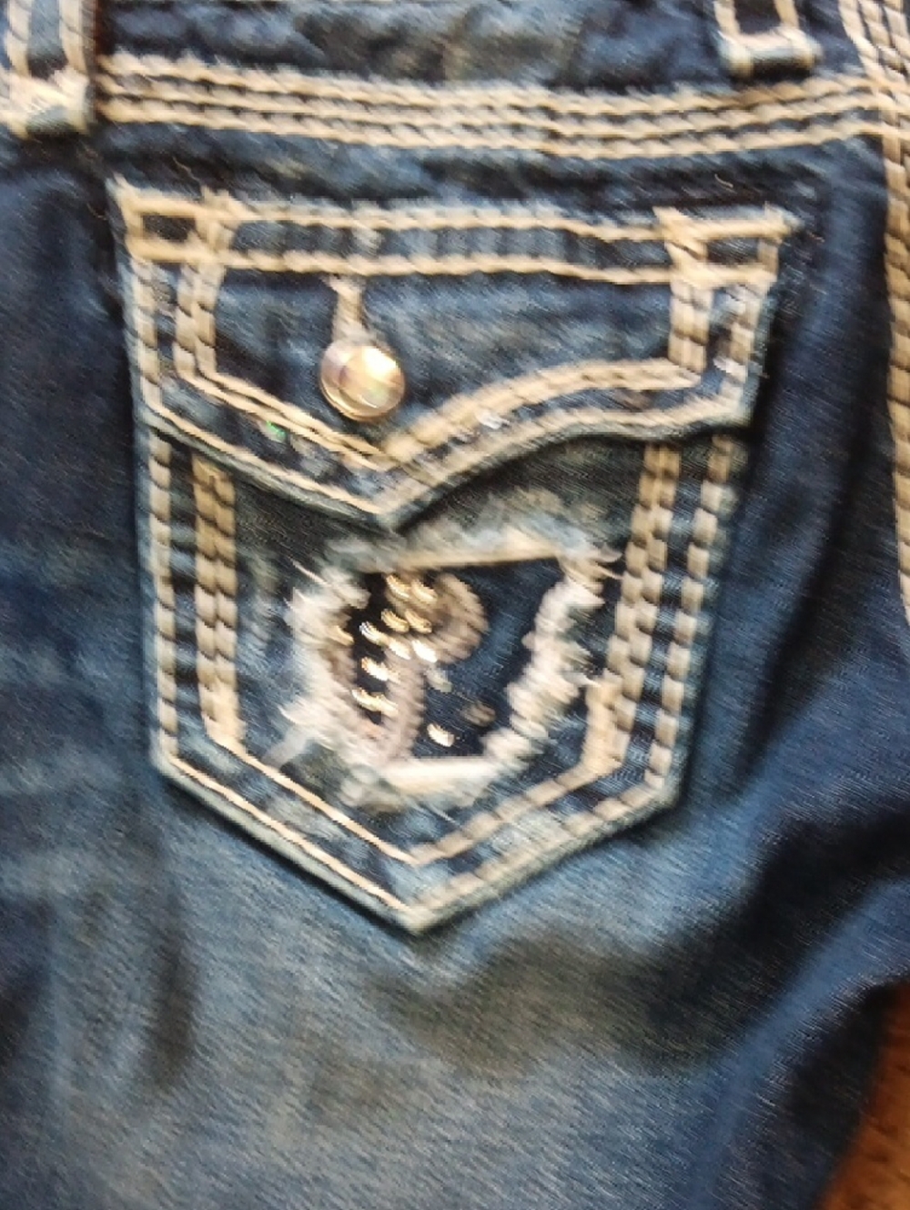 Rock Revival Women's Dark Blue Bootcut Jeans with Contrasting Stitch - Picture 3 of 5
